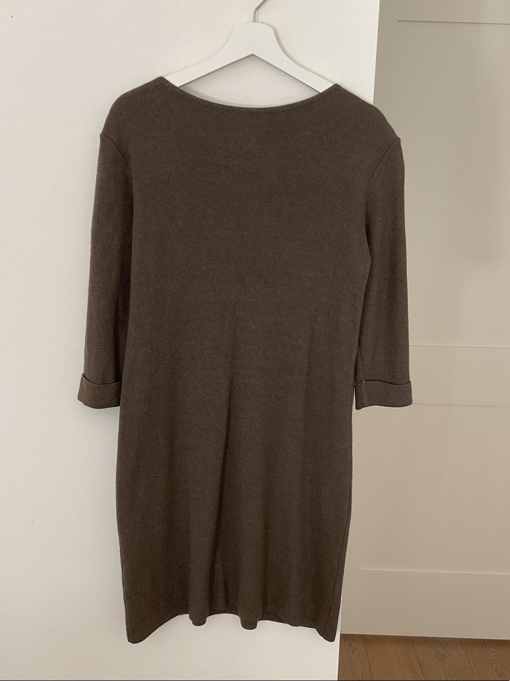 Classic Brown Knit Shift Dress - Women